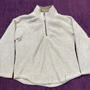 White Cream Quarter-Zip Sweatshirt with Mock Neck